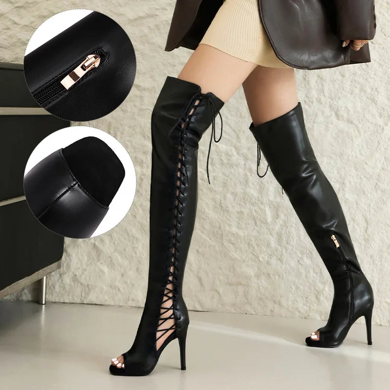 bottes Éclipse Sensuelle - Cuissarde lacet côté