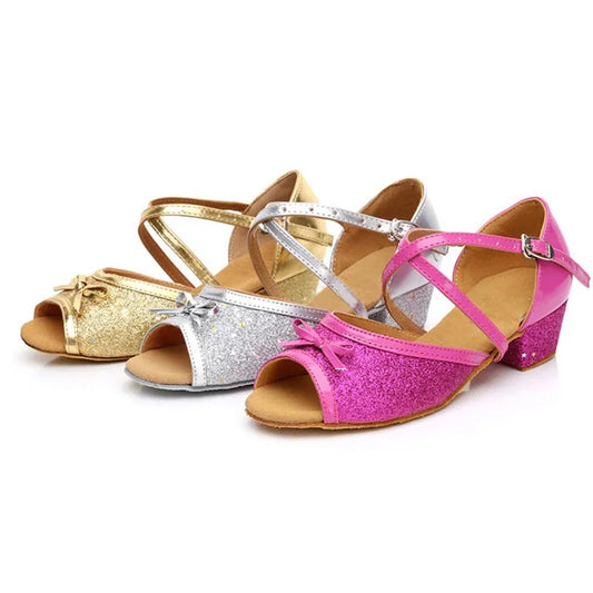 Ema - Chaussure danse latine fille Or, Argent ou Rose
