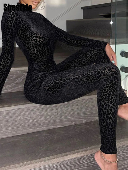Onyxia - Combinaison léopard transparente zip dos