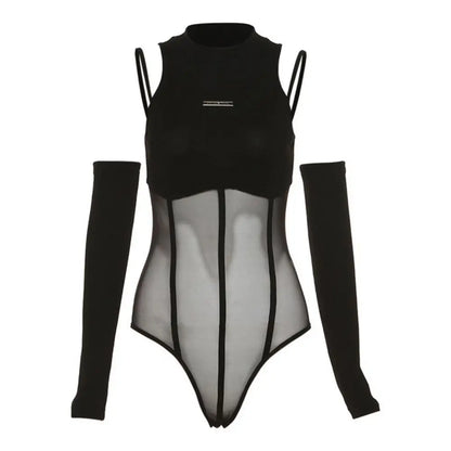 Newzia-Body moulant transparent à manches longues