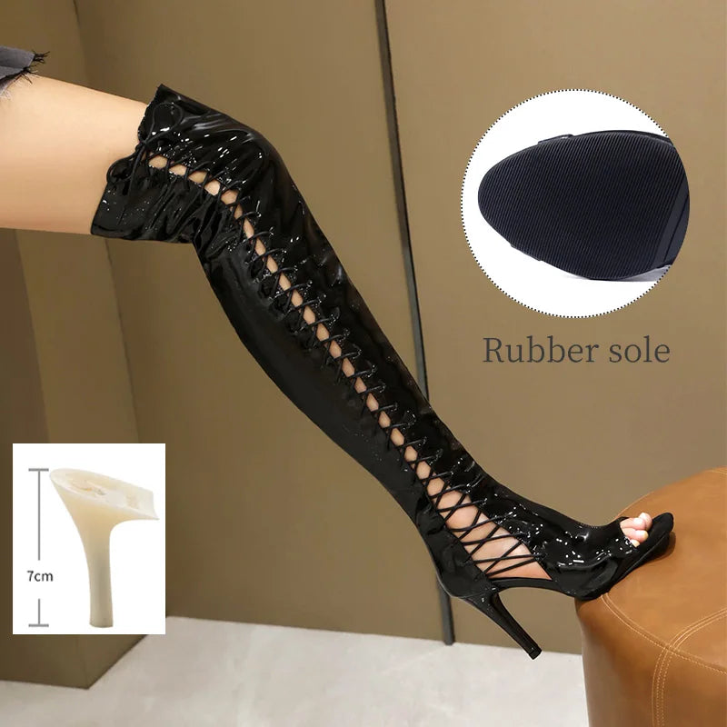 bottes Éclipse Sensuelle - Cuissarde lacet côté