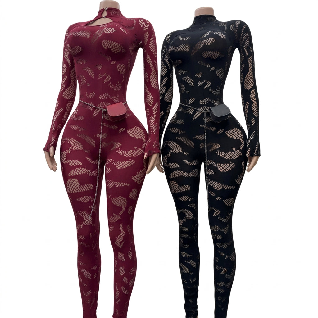 Hilty- Combinaisons sexy en maille transparente