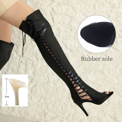 bottes Éclipse Sensuelle - Cuissarde lacet côté