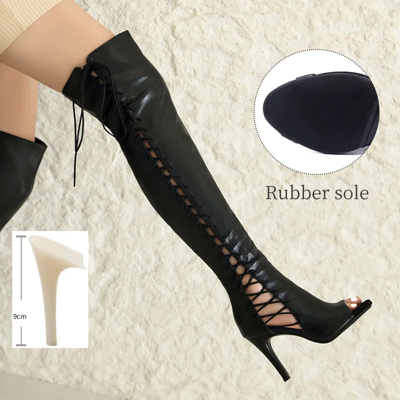 bottes Éclipse Sensuelle - Cuissarde lacet côté