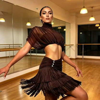 Xeladyn - Robe de danse latine marron