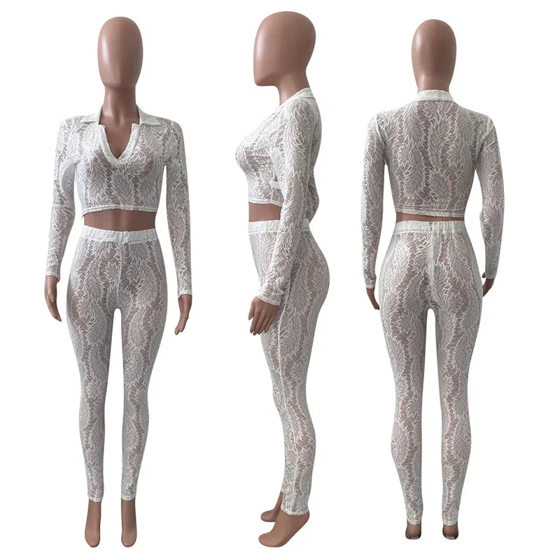 Dataliana- Ensemble deux pièces en dentelle transparente