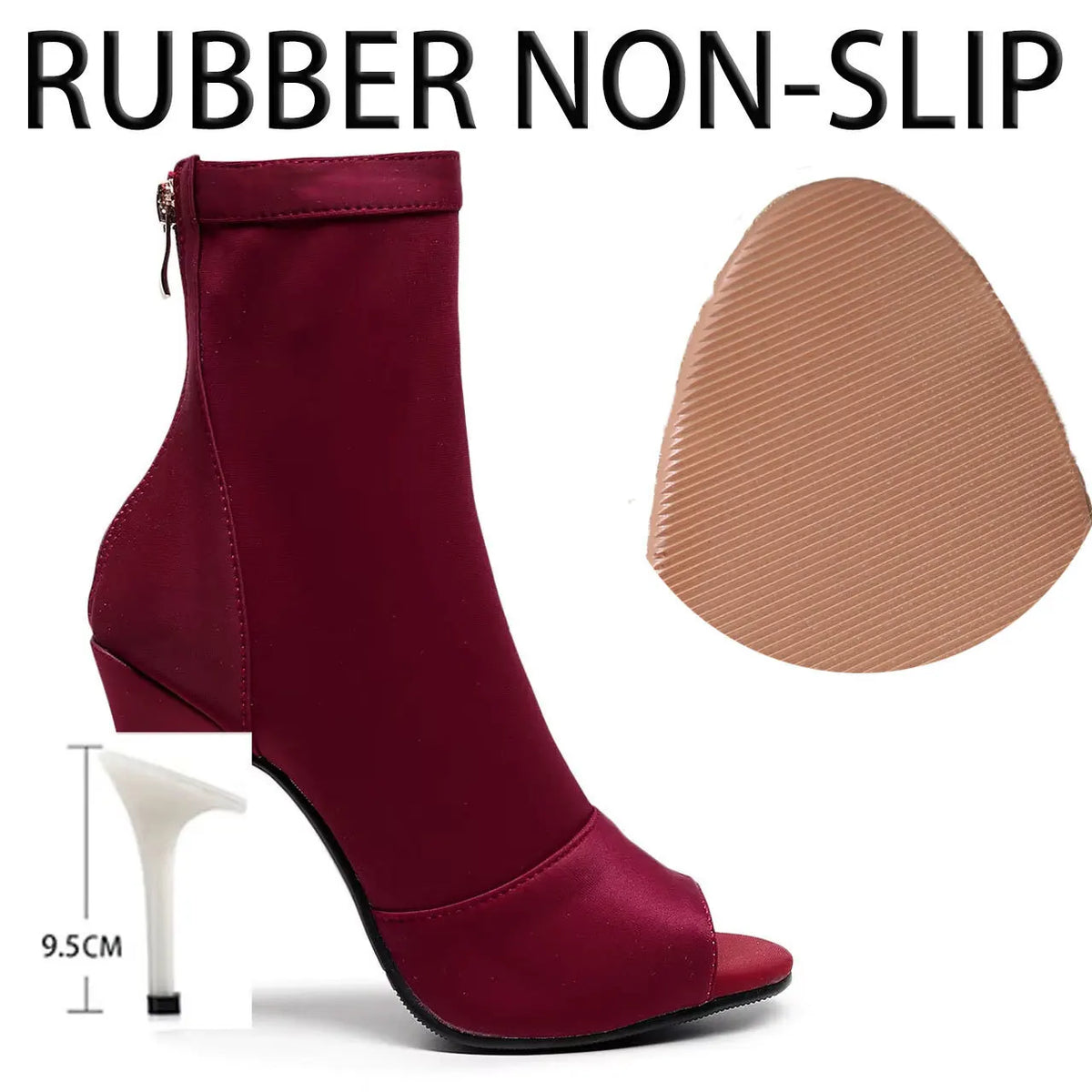 Carmina bordeaux - Bottines de danse bout ouvert talon aiguille