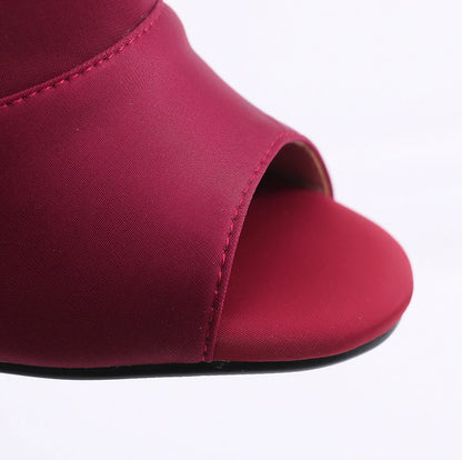 Carmina bordeaux - Bottines de danse bout ouvert talon aiguille
