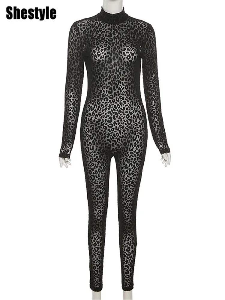 Onyxia - Combinaison léopard transparente zip dos