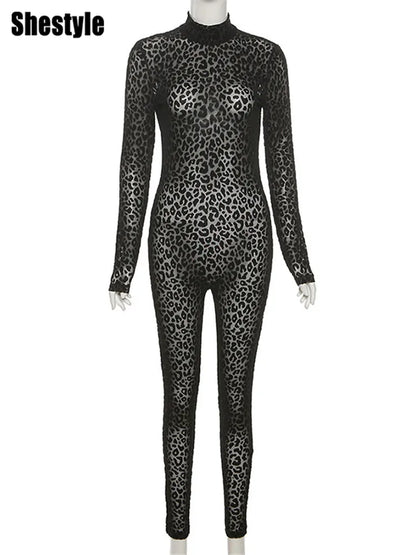 Onyxia - Combinaison léopard transparente zip dos