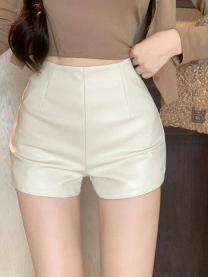 Ombrine - Short en similicuir marron, noir ou beige