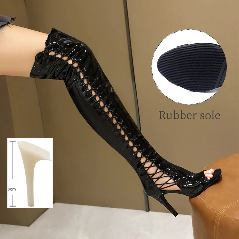 bottes Éclipse Sensuelle - Cuissarde lacet côté