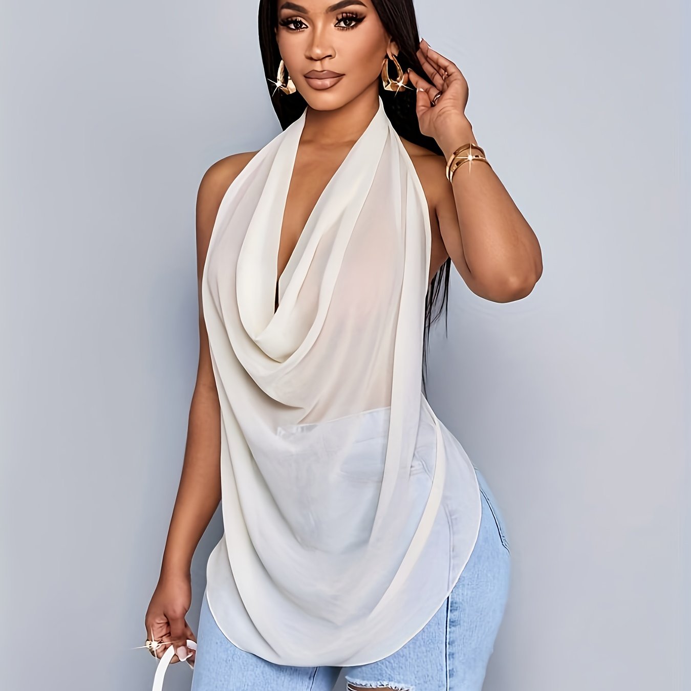 Bohème Voile – Haut transparent dos nu, chic bohème