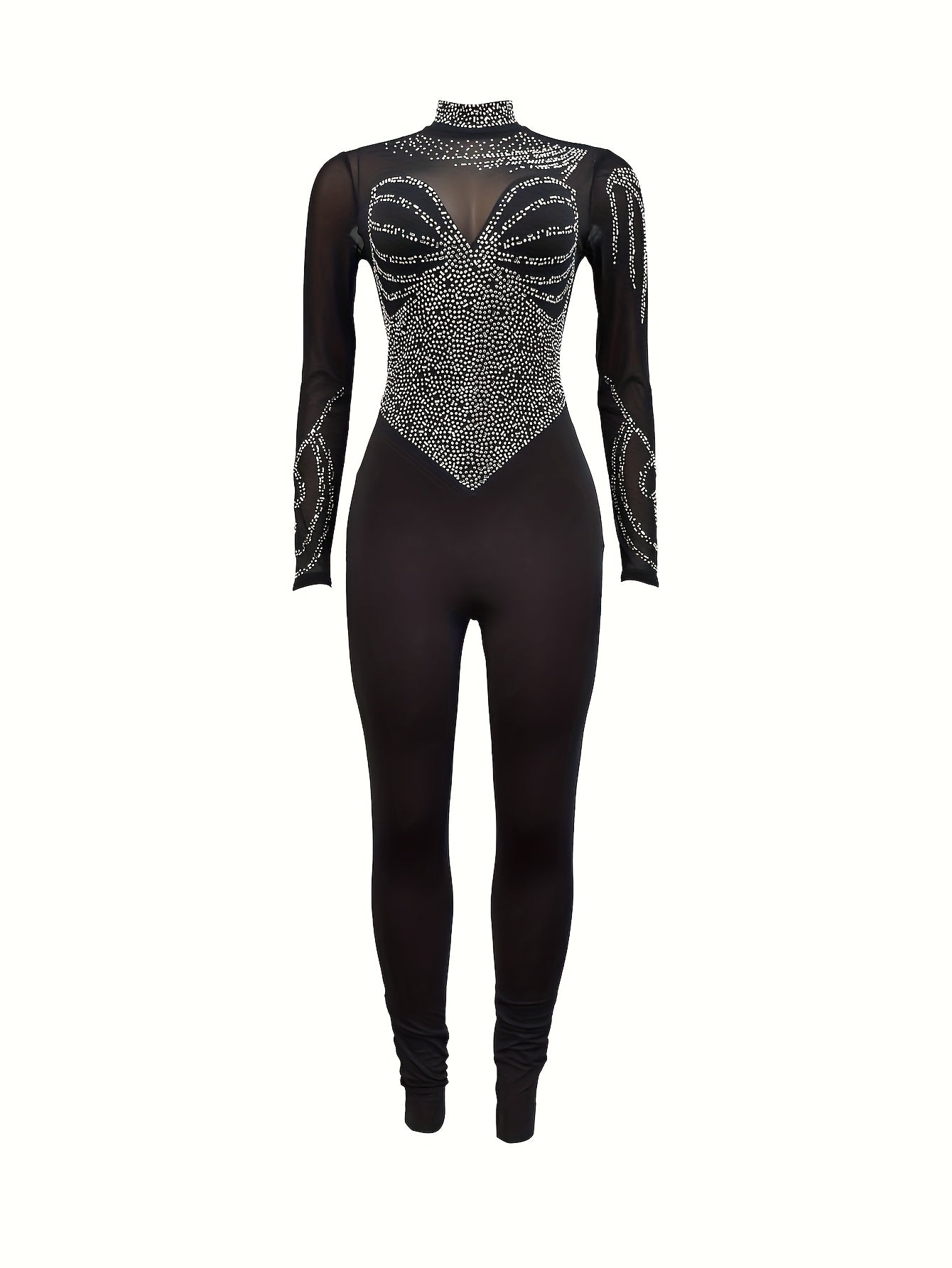 Strass Diva – Maille noire, strass raffinés, allure de star.