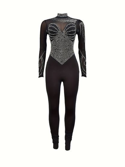 Strass Diva – Maille noire, strass raffinés, allure de star.