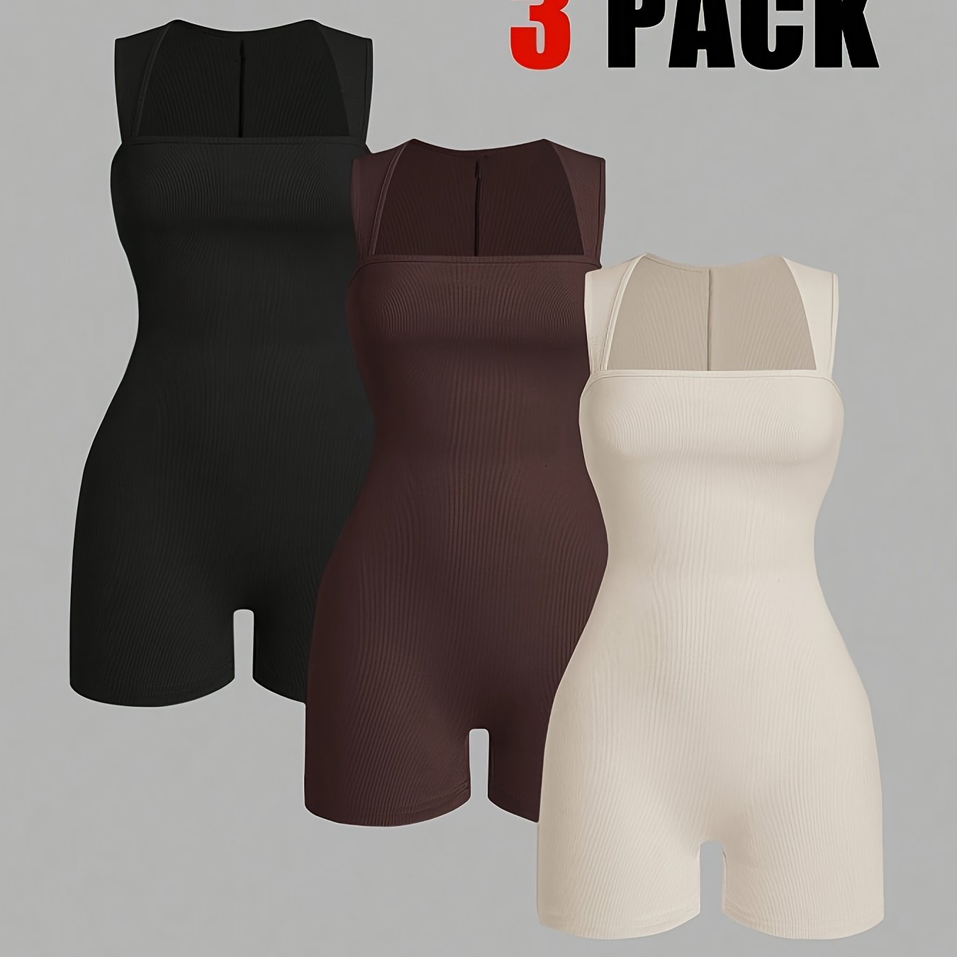 Jade- Ensemble 3 combishort noir/blan/marron XS au XXL