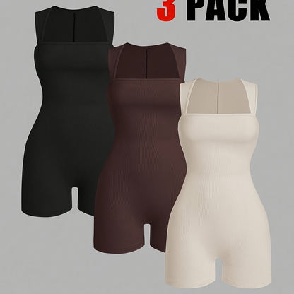 Jade- Ensemble 3 combishort noir/blan/marron XS au XXL