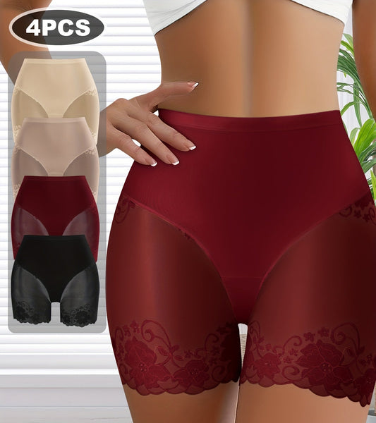 Quasta - lot de 4 boxers transparents taille haute pour femme