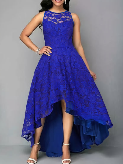AZURA LACE – Robe bleue asymétrique en dentelle