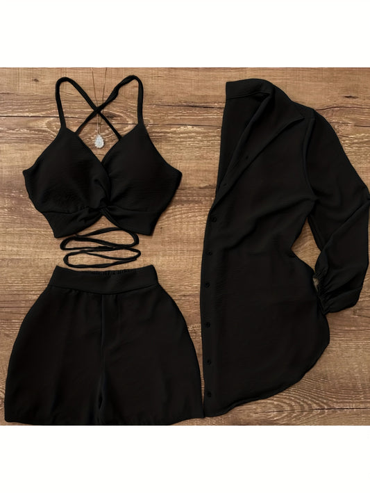 Camisole- Ensemble short + haut + veste