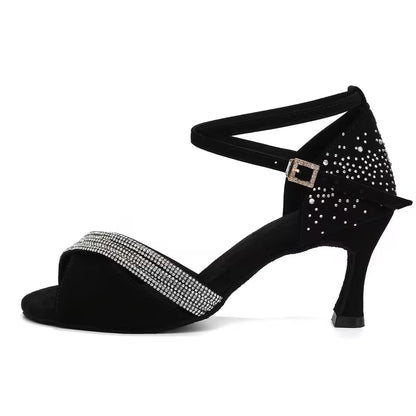 Stylina Noire- chaussures de danse latine 7 cm RUN