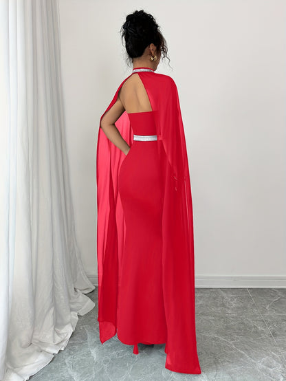 AÉLINE – Robe bandeau fluide à cape