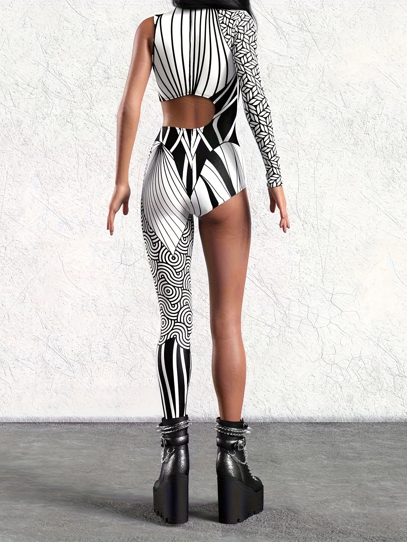 Body Halloween Geo – Bodysuit noir et blanc géométrique