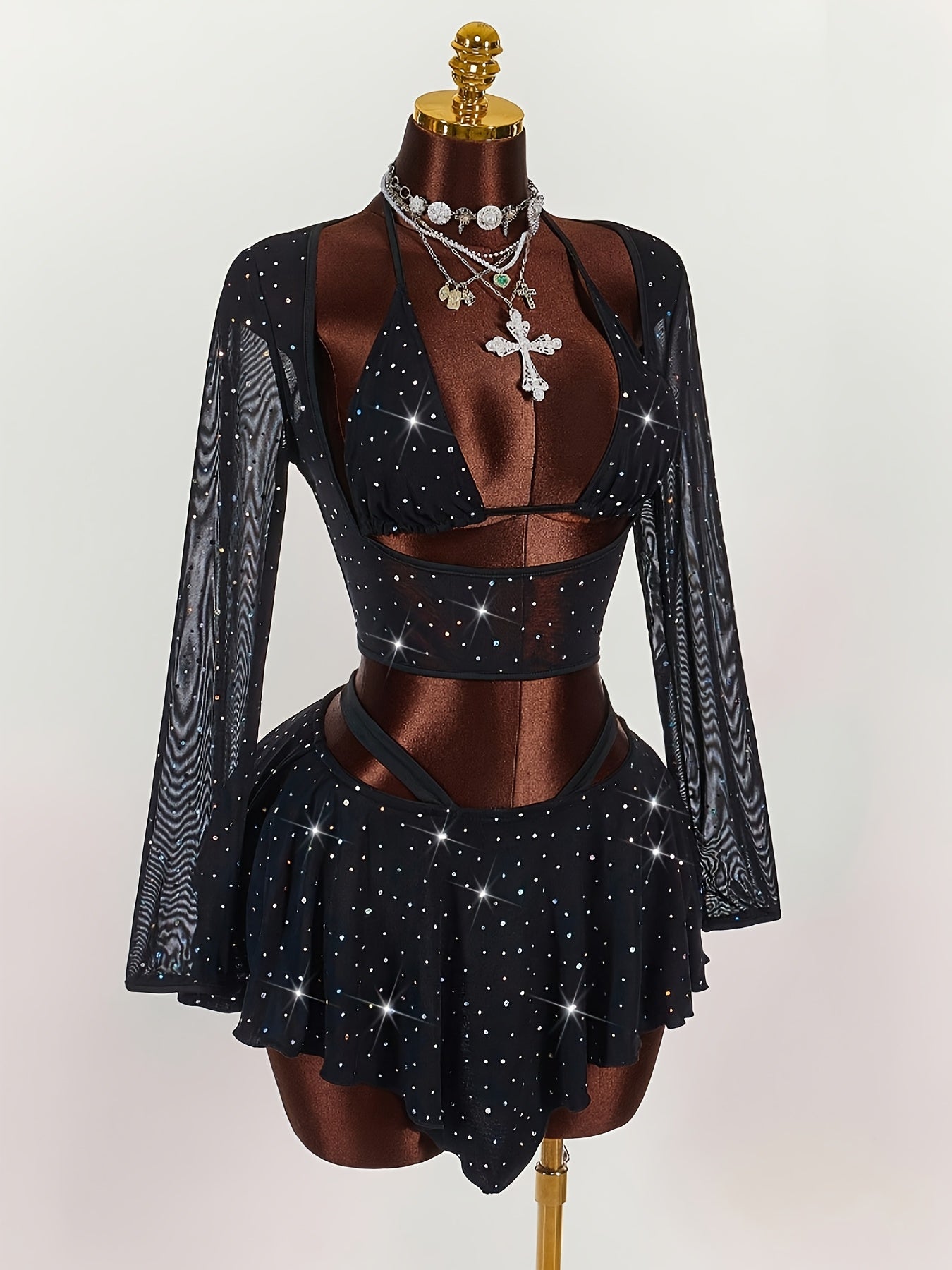 Starry- Ensemble noir étoilé Y2K S au XL