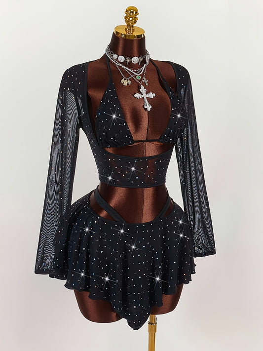 Starry- Ensemble noir étoilé Y2K S au XL