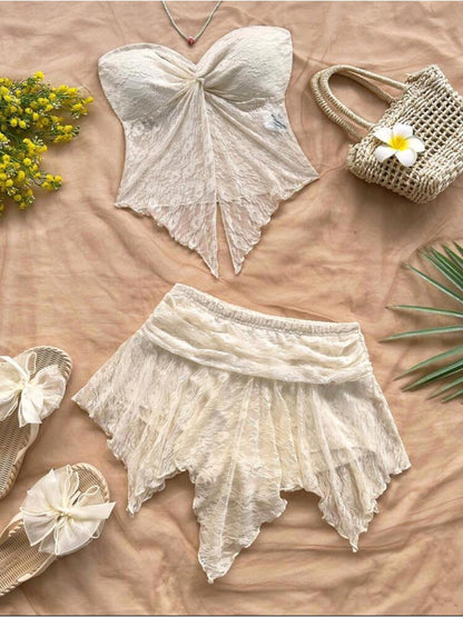 LaceTop- Ensemble haut et jupe short