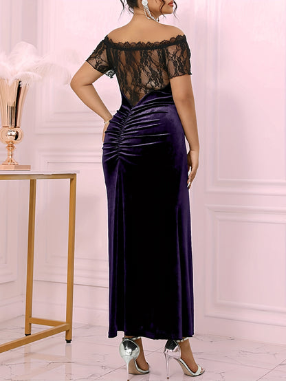 Velter – robe violette col halter Grande Taille