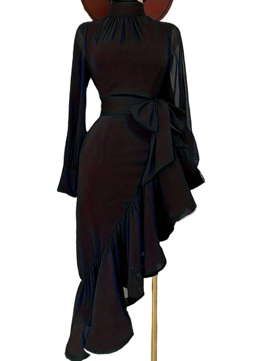 Miarina- Robe asymétrique latine col monté