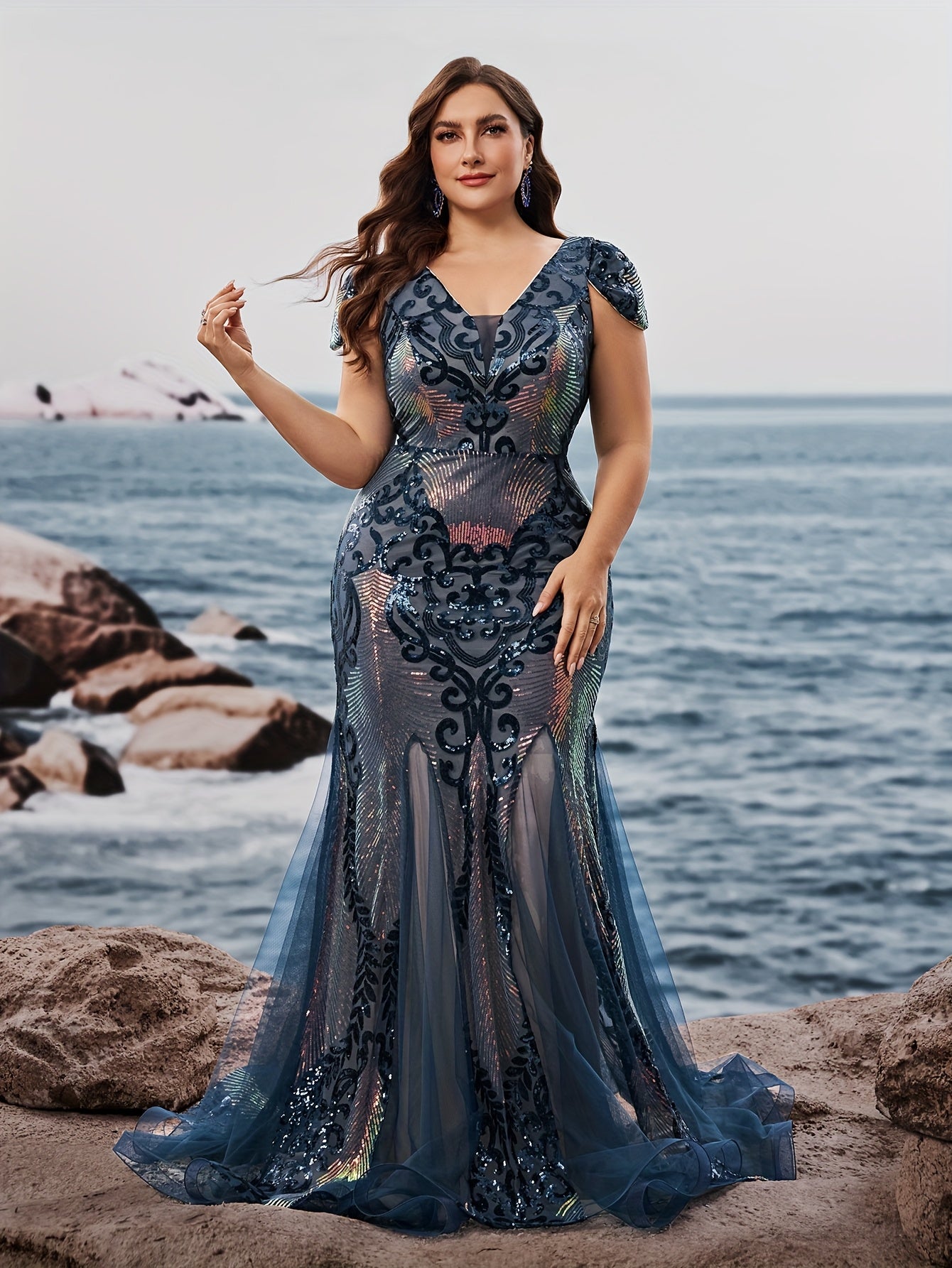 Galaxia Émeraude – robe sirène sequins Grande taille