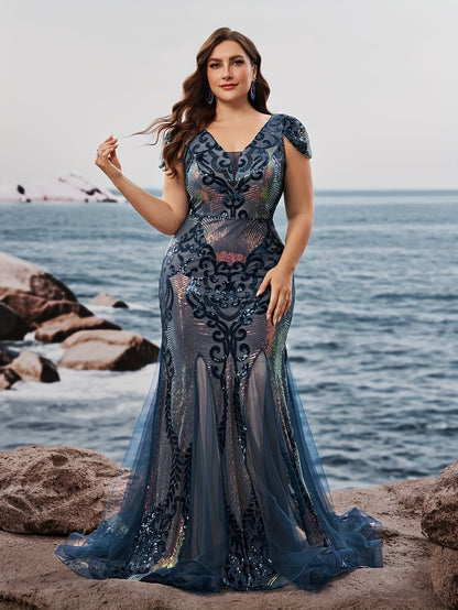 Galaxia Émeraude – robe sirène sequins Grande taille