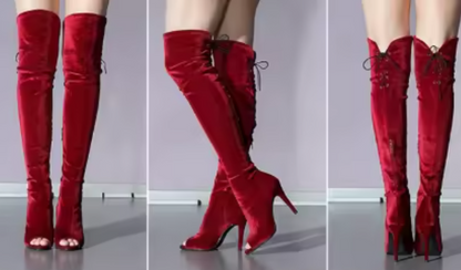Veouriana Cuissarde - Cuissarde velour rouge ou noir