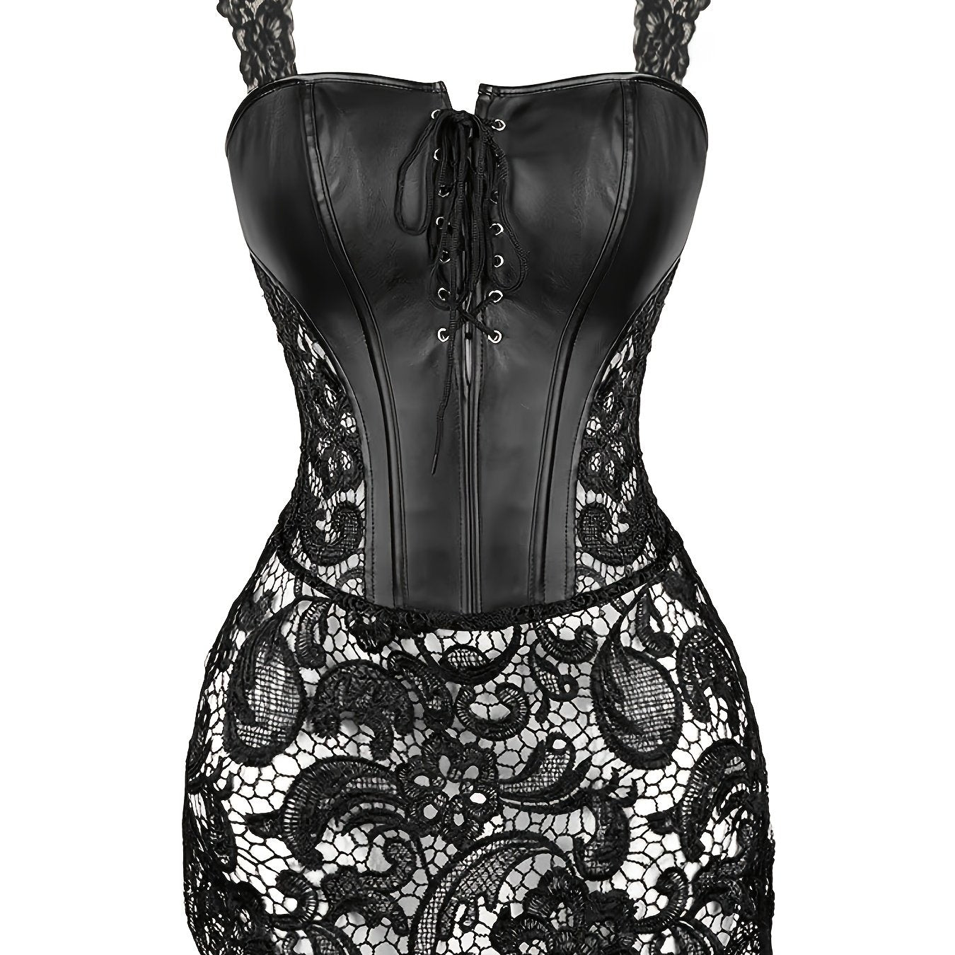 Geometrical- Cordert simili cuir dentelle  sexy