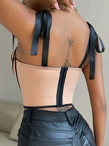 Caresse Nouée -  Haut sexy noir et pêche