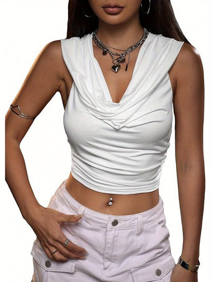 BLARENCE – Crop top blanc à capuche