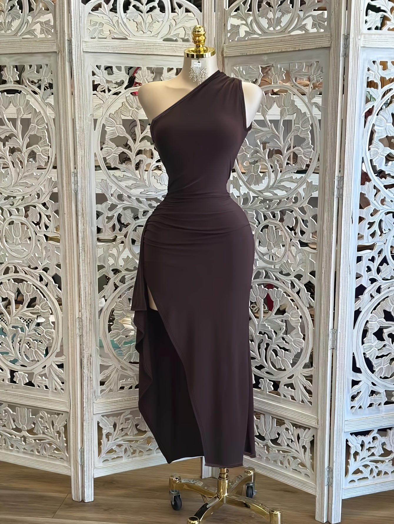 Grown - Robe latine fluide marron S au XXL