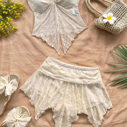 LaceTop- Ensemble haut et jupe short