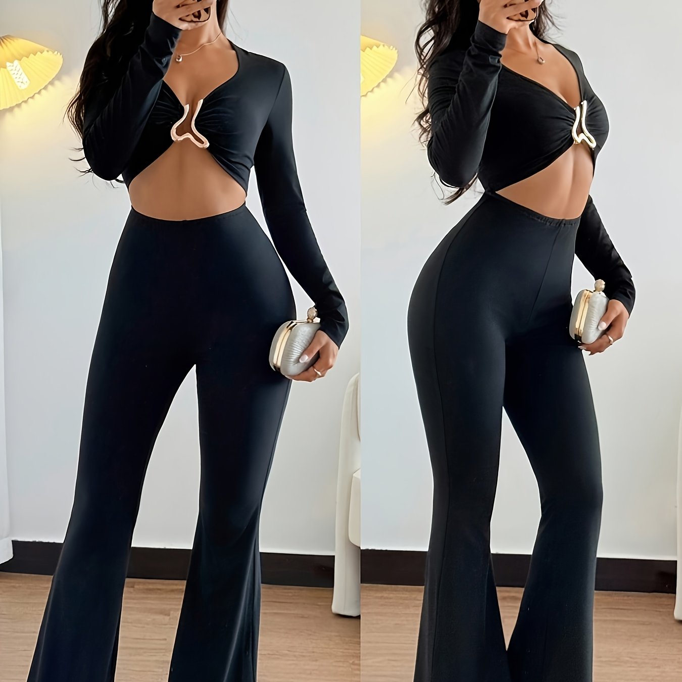 Orna-Combinaison-robe sexy pour femme, décolleté plongeant